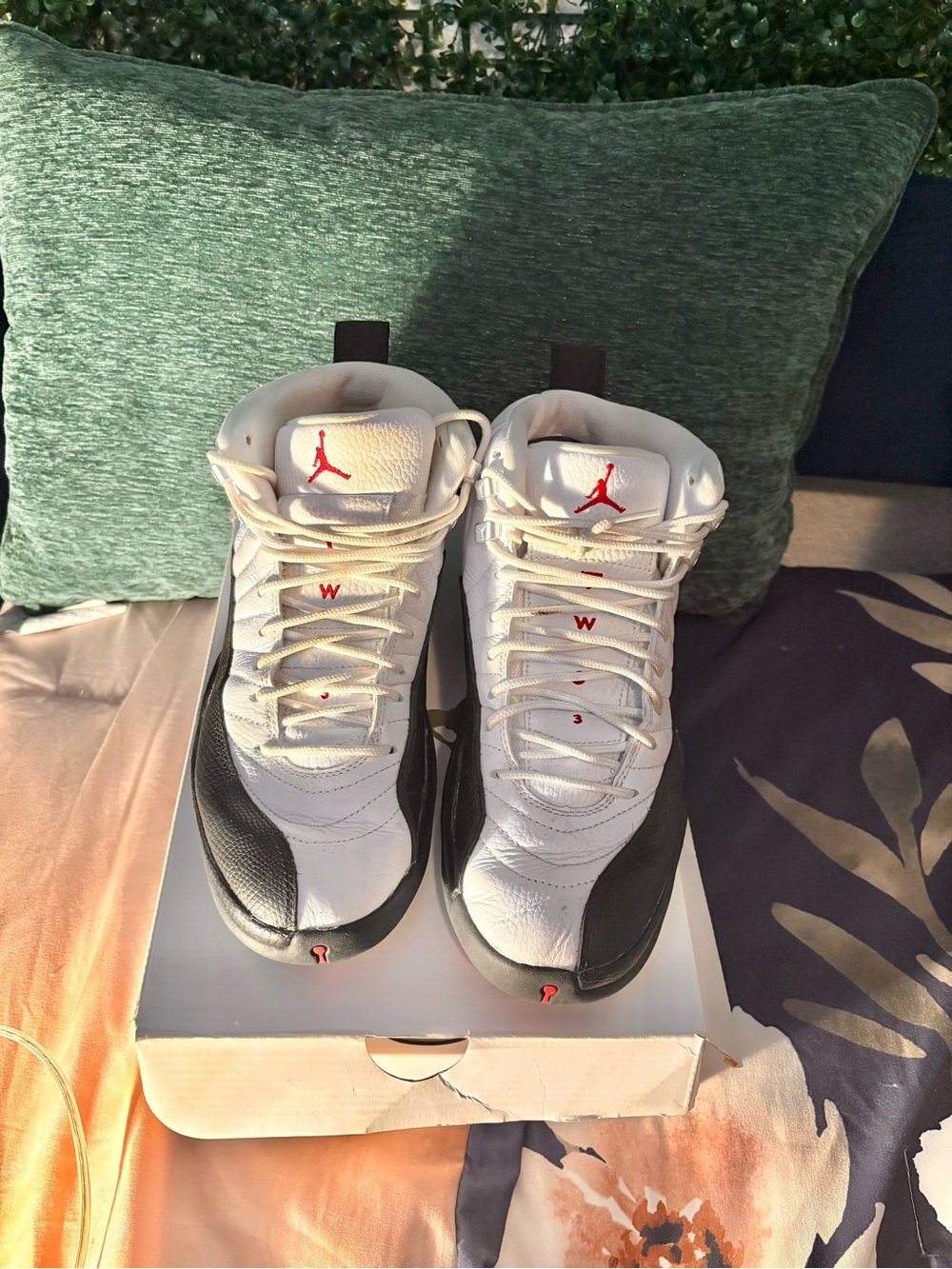Jordan Men’s White Black Red Retro Basketball Sneakers